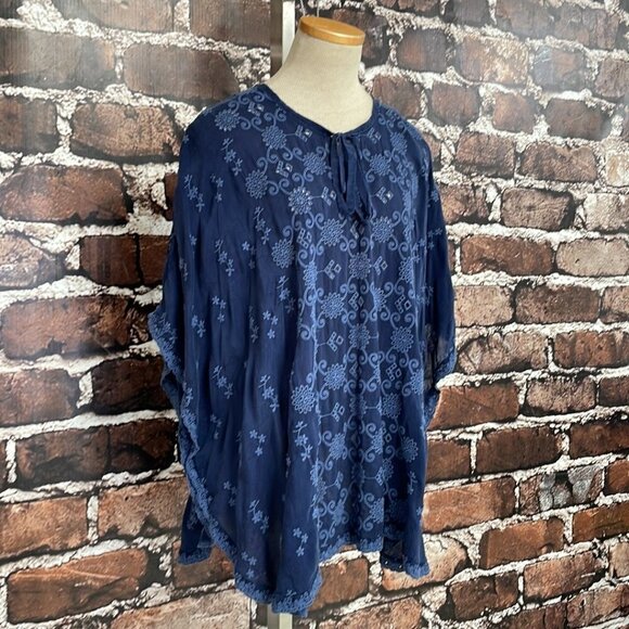 Johnny Was Lace Poncho Top Blue Size X Small XS - Picture 9 of 14